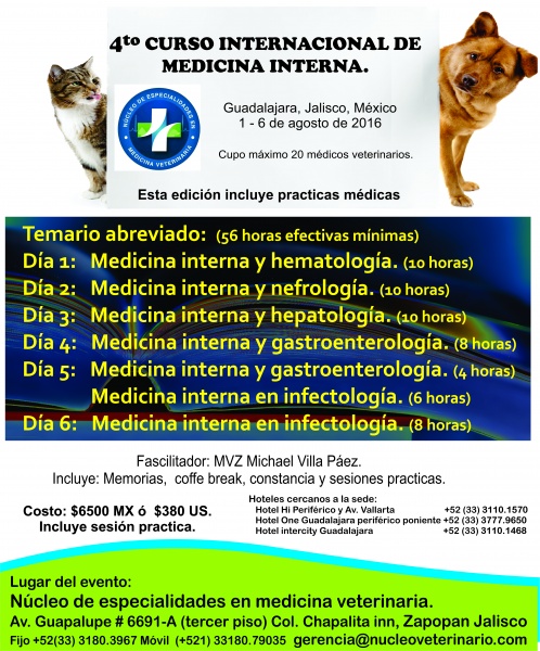 4to Curso Internacional de Medicina interna veterinaria.